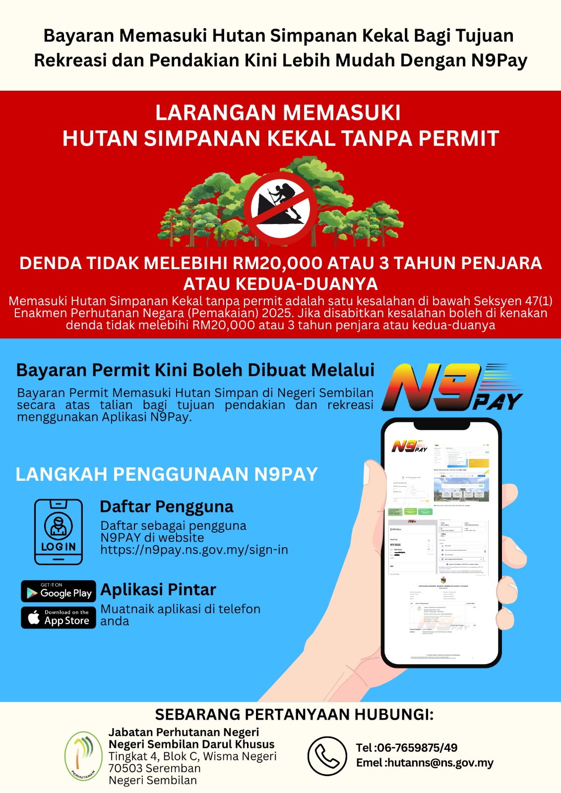 Bayaran Permit Memasuki Hutan Simpanan Kekal Melalui N9PAY 